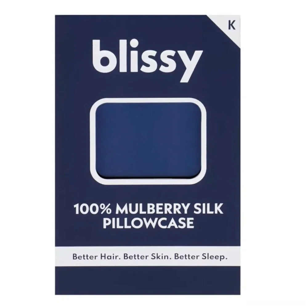 Blissy King 600 Thread Count Silk Pillowcase Navy Blue OR Blush Pink 20